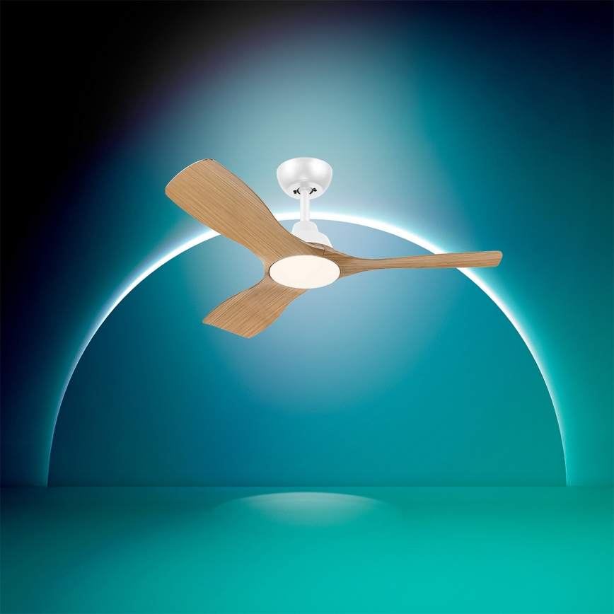 Philips - Ανεμιστήρας οροφής OLAS LED/24W/230V, διάμετρος 106 εκ., λευκό/καφέ, με ρυθμιζόμενο φωτισμό + τηλεχειριστήριο