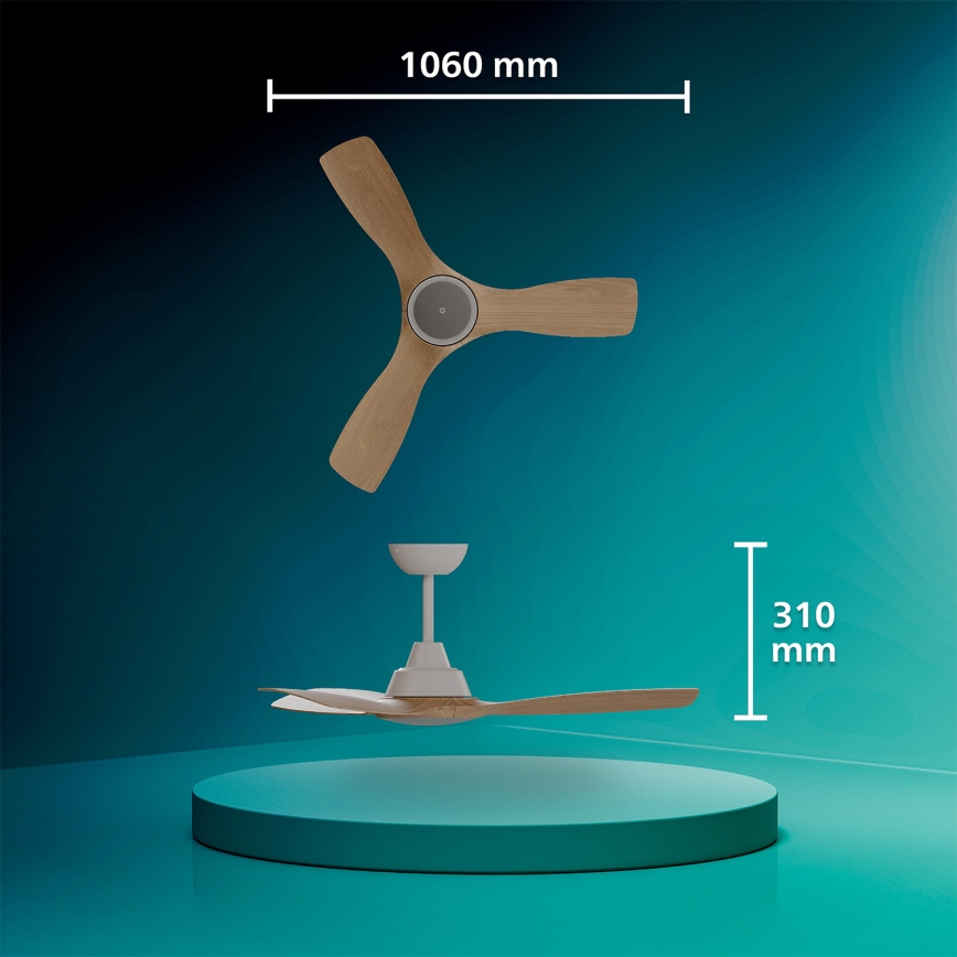 Philips - Ανεμιστήρας οροφής OLAS LED/24W/230V, διάμετρος 106 εκ., λευκό/καφέ, με ρυθμιζόμενο φωτισμό + τηλεχειριστήριο
