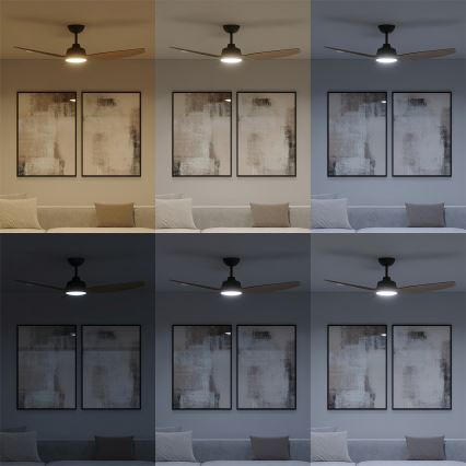 Philips - LED Ρυθμιζόμενος ανεμιστήρας οροφής OLAS LED/24W/230V διάμ. 132 cm μαύρο/καφέ + τηλεχειριστήριο