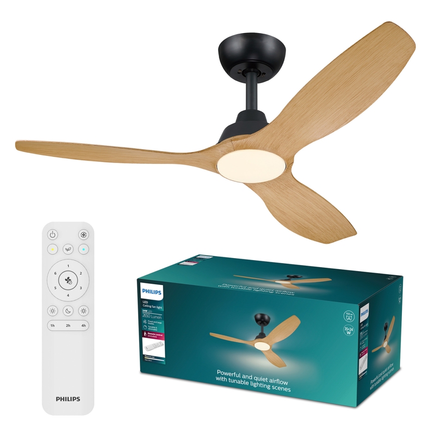 Philips - LED Ρυθμιζόμενος ανεμιστήρας οροφής OLAS LED/24W/230V διάμ. 132 cm μαύρο/καφέ + τηλεχειριστήριο