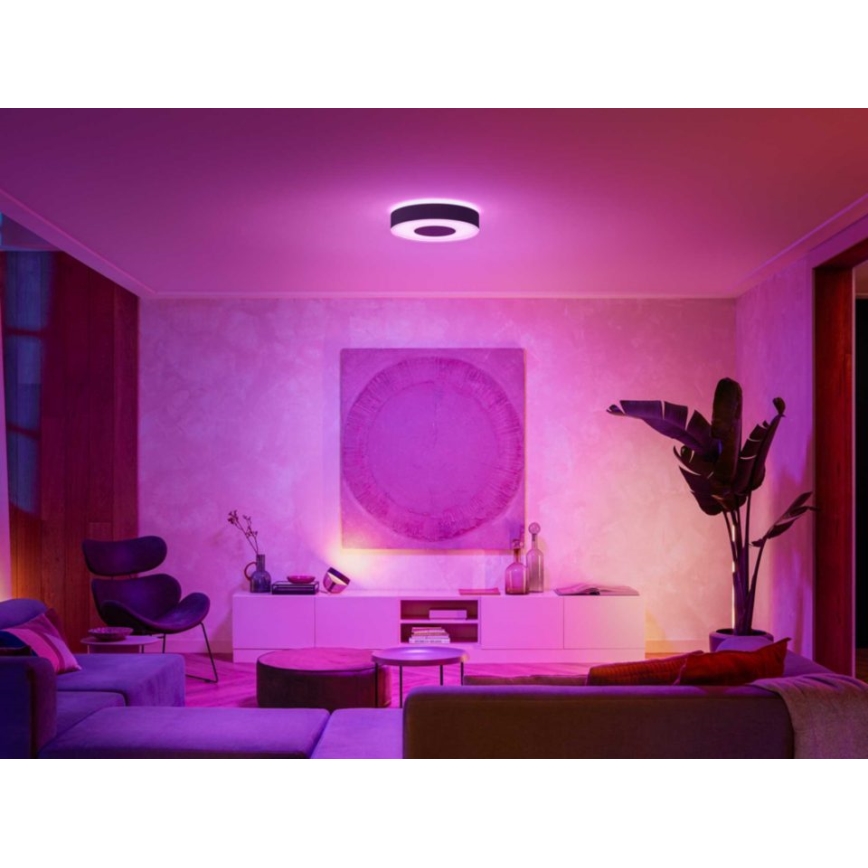 Philips - Φωτιστικό οροφής LED RGB ρυθμιζόμενης έντασης Hue INFUSE LED/33,5W/230V 2000-6500K Ø 381 mm μαύρο