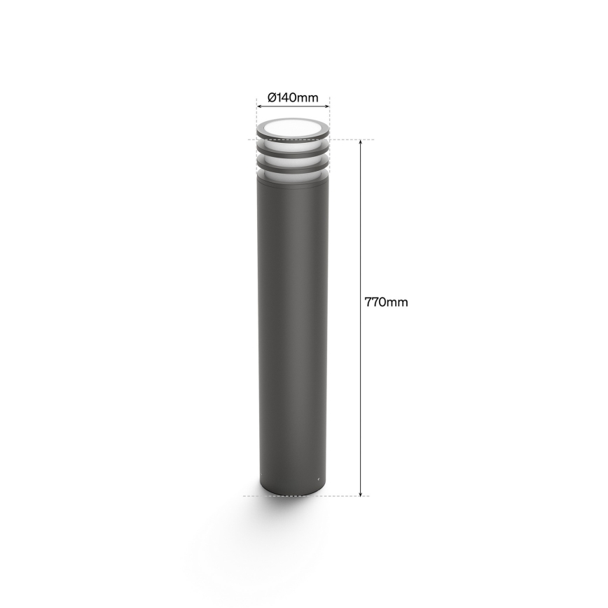 Philips - LED RGB ρυθμιζόμενο εξωτερικό φωτιστικό Hue LUCCA 1xE27/8,1W/230V 77 cm 1000-20000K IP44