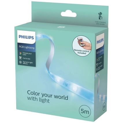 Philips - LED RGBW Ρυθμιζόμενη Ταινία 5m LED/12W/230V + Τηλεχειριστήριο