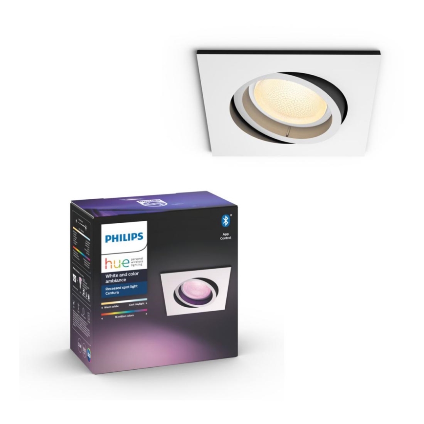 Philips - LED RGB Χωνευτό φωτιστικό οροφής dimming Hue CENTURA 1xGU10/5,7W/230V