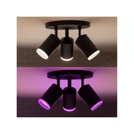 Philips - Ρυθμιζόμενο LED RGBW φωτιστικό σημείου Hue FUGATO 3xGU10/4,2W/230V 2000-6500K μαύρο