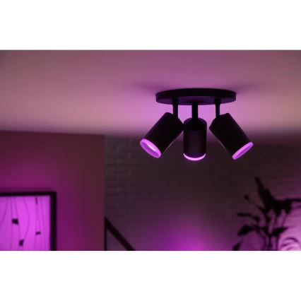 Philips - Ρυθμιζόμενο LED RGBW φωτιστικό σημείου Hue FUGATO 3xGU10/4,2W/230V 2000-6500K μαύρο