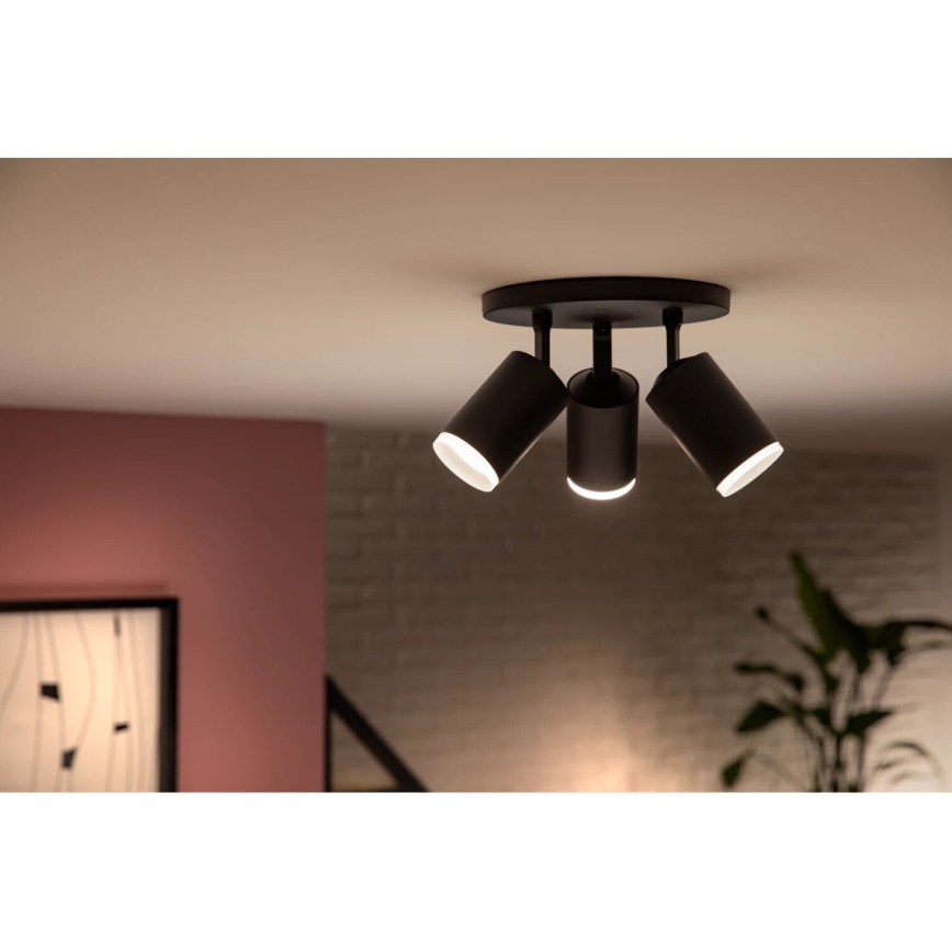 Philips - Ρυθμιζόμενο LED RGBW φωτιστικό σημείου Hue FUGATO 3xGU10/4,2W/230V 2000-6500K μαύρο