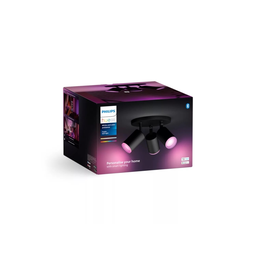 Philips - Ρυθμιζόμενο LED RGBW φωτιστικό σημείου Hue FUGATO 3xGU10/4,2W/230V 2000-6500K μαύρο