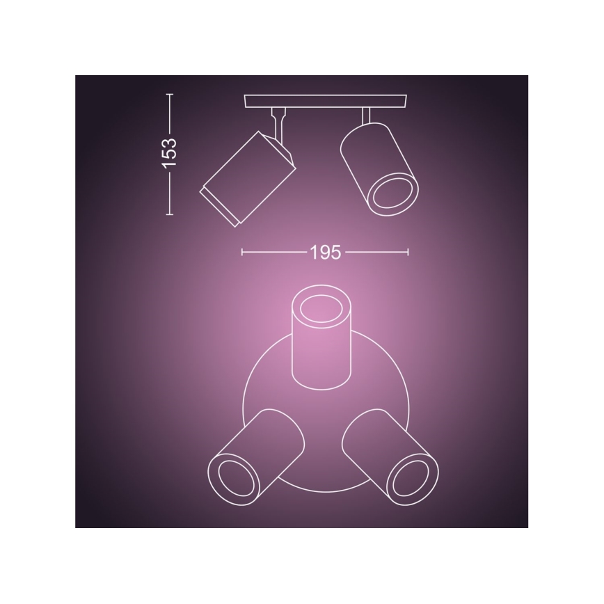 Philips - Ρυθμιζόμενο LED RGBW φωτιστικό σημείου Hue FUGATO 3xGU10/4,2W/230V 2000-6500K μαύρο
