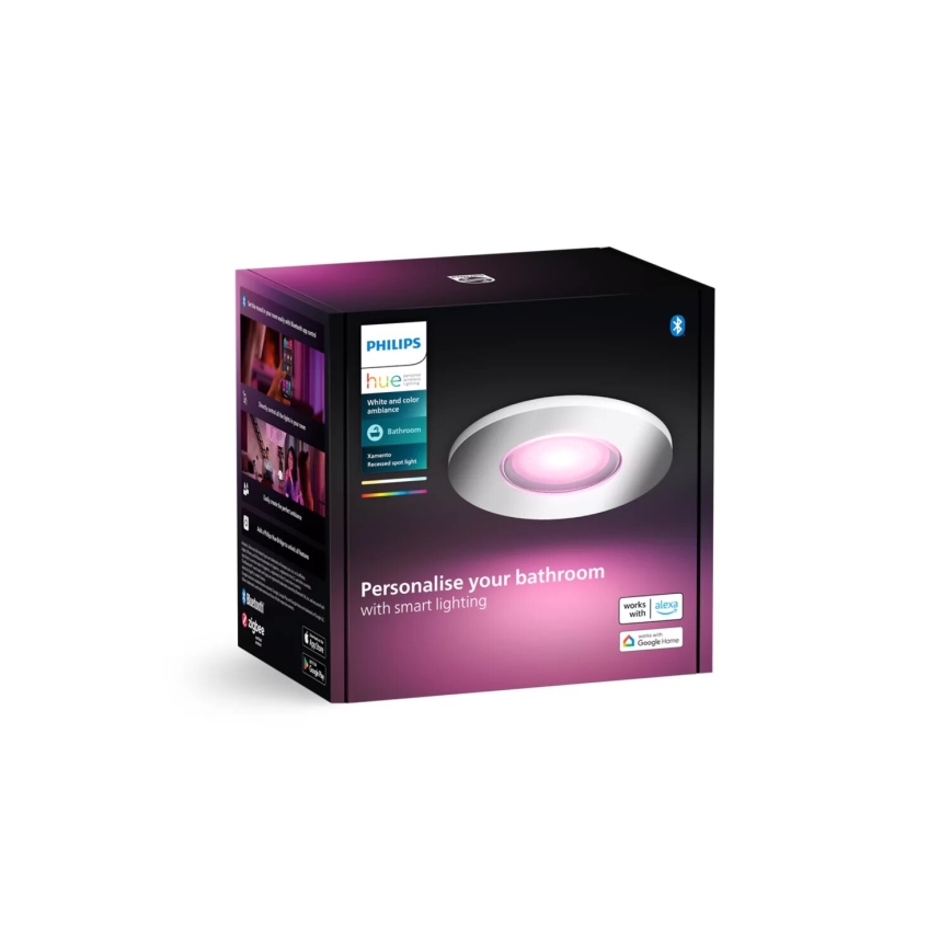Philips - LED RGBW Χωνευτό φωτιστικό οροφής μπάνιου dimmimg Hue XAMENTO 1xGU10/4,2W/230V 2000-6500K IP44