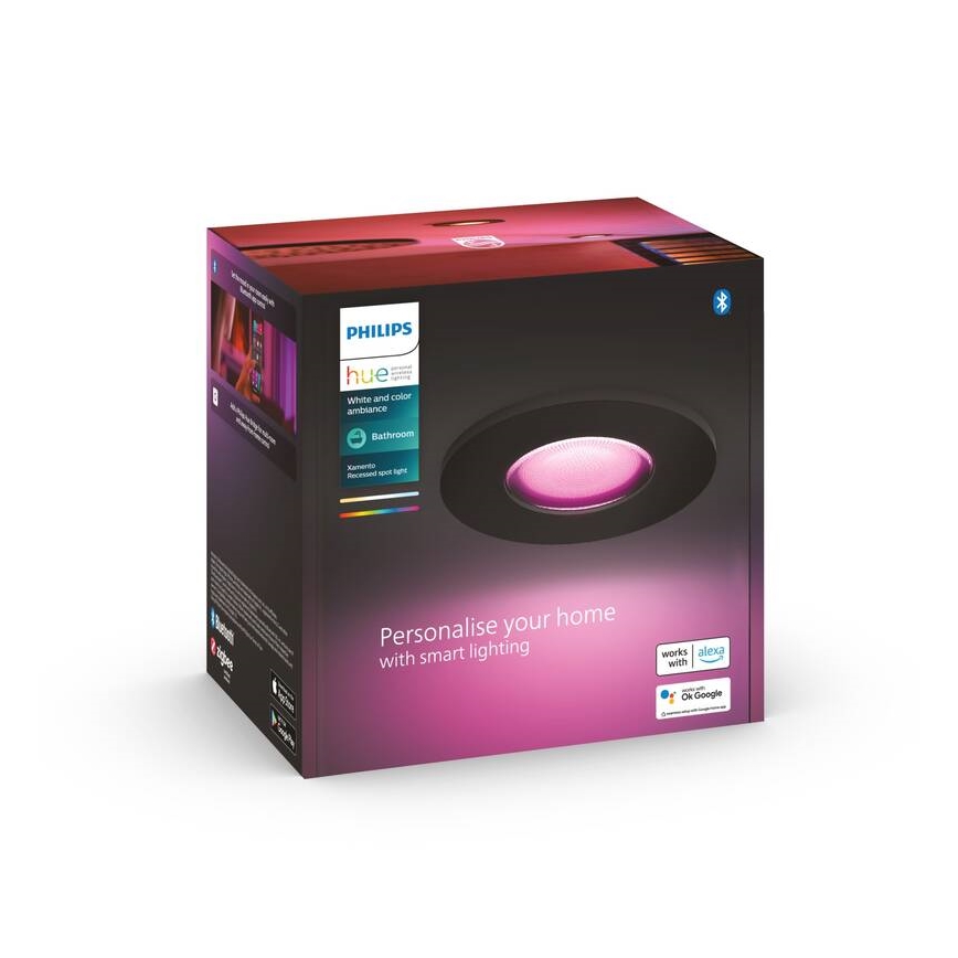 Philips - LED RGBW Dimmable χωνευτό φωτιστικό μπάνιου Hue XAMENTO GU10/5,7W/230V IP44 2200-6500K