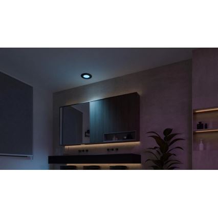 Philips - LED RGBW Χωνευτό φωτιστικό οροφής μπάνιου dimmimg Hue SLIM LED/8,3W/230V 2000-6500K IP44 μαύρο