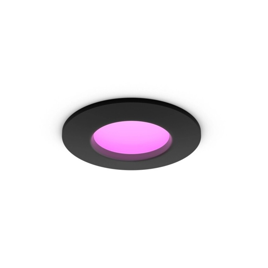 Philips - LED RGBW Χωνευτό φωτιστικό οροφής μπάνιου dimmimg Hue SLIM LED/8,3W/230V 2000-6500K IP44 μαύρο