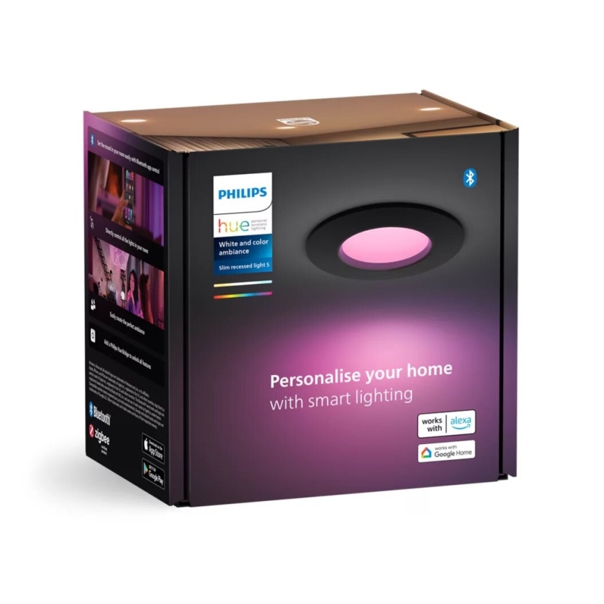 Philips - LED RGBW Χωνευτό φωτιστικό οροφής μπάνιου dimmimg Hue SLIM LED/8,3W/230V 2000-6500K IP44 μαύρο