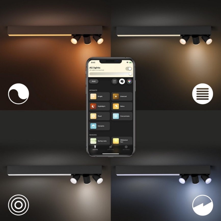 Philips - Ρυθμιζόμενο LED φωτιστικό σημείου RGBW LED/25W/230V + 3xGU10/5,7W