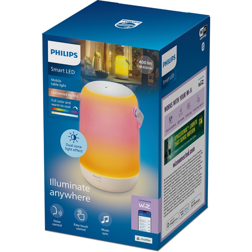 Philips - LED RGBW Ρυθμιζόμενο φορητό επιτραπέζιο φωτιστικό αφής SMART LED/13,5W/3,6V 2200-6500K Wi-Fi 1800 mAh