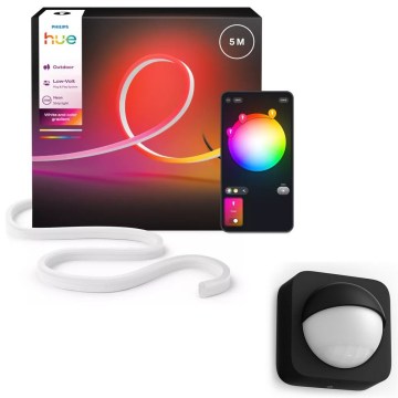 Philips - LED RGBW ρυθμιζόμενη εξωτερική ταινία Hue NEON 5m LED/30W/230V 2200-6500K IP67 + αισθητήρας κίνησης