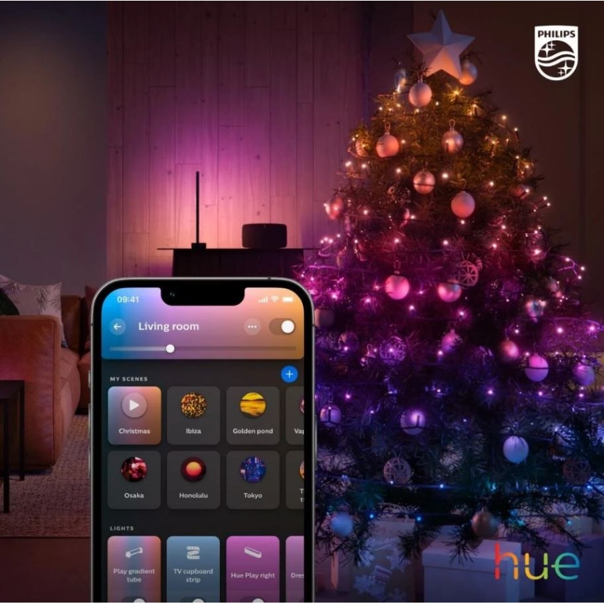 Philips - LED RGBW ρυθμιζόμενα εξωτερικά φωτάκια HUE WHITE AND COLOR AMBIANCE 500xLED 44,4 m 2000-6500K IP54