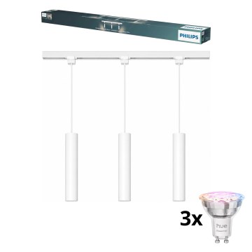 Philips - LED RGBW ρυθμιζόμενο κρεμαστό φωτιστικό σε καλώδιο για σύστημα ράγας EASYLINK HUE 3xGU10/4,7W/230V 2200-6500K 1m λευκό