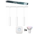 Philips - LED RGBW Ρυθμιζόμενο κρεμαστό φωτιστικό με καλώδιο για σύστημα ράγας EASYLINK HUE 3xGU10/4,7W/230V 2200-6500K 1m λευκό + Hue bridge