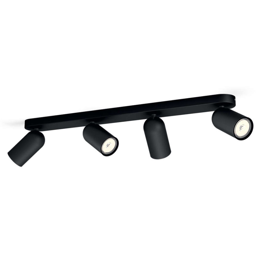 Philips - Ρυθμιζόμενο LED RGBW σποτ φωτιστικό PONGEE 4xGU10/4,8W/230V 3000K μαύρο + τηλεχειριστήριο