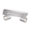 Philips - LED RGBW Ρυθμιζόμενο σποτ φωτιστικό RUNNER 2xGU10/6,5W/230V 2700-6500K ματ χρώμιο