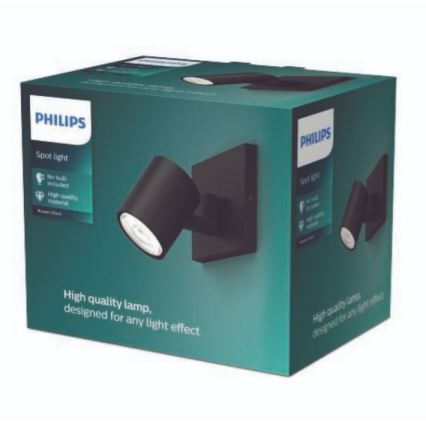 Philips - LED RGBW ρυθμιζόμενο σημειακό φωτιστικό RUNNER 1xGU10/6,5W/230V 2700-6500K μαύρο