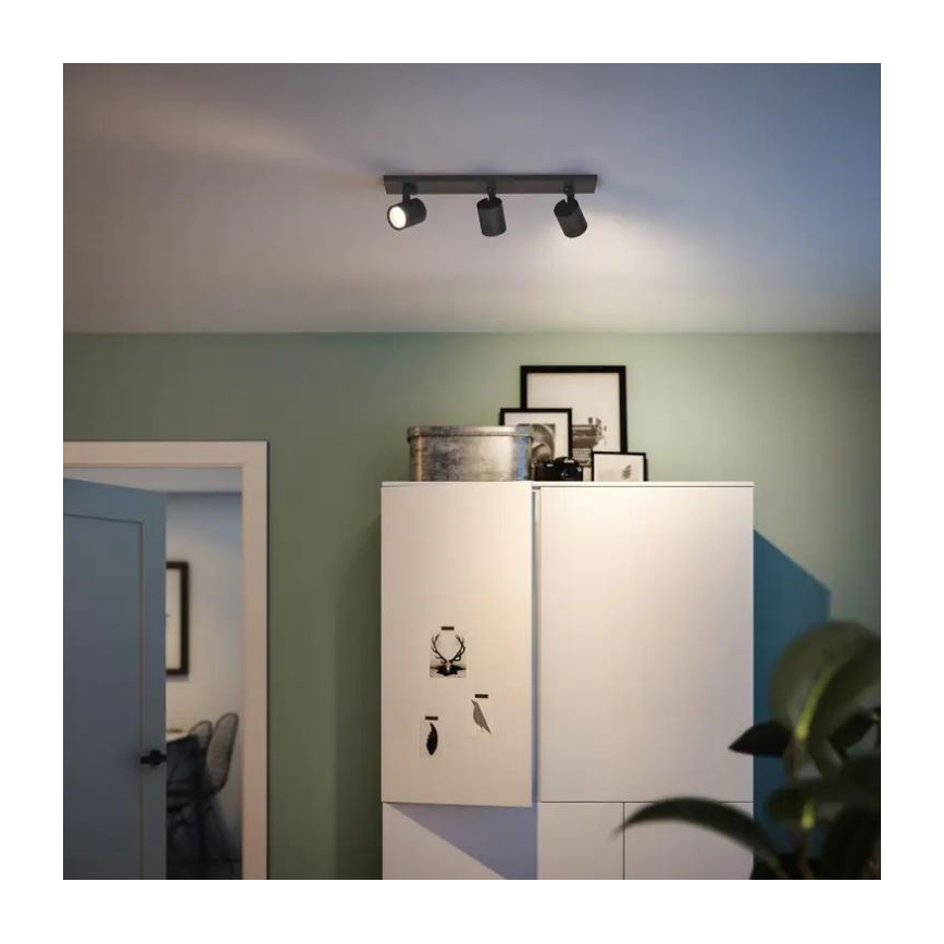 Philips - Ρυθμιζόμενο LED RGBW σημειακό φωτιστικό RUNNER 3xGU10/6,5W/230V 2700-6500K μαύρο