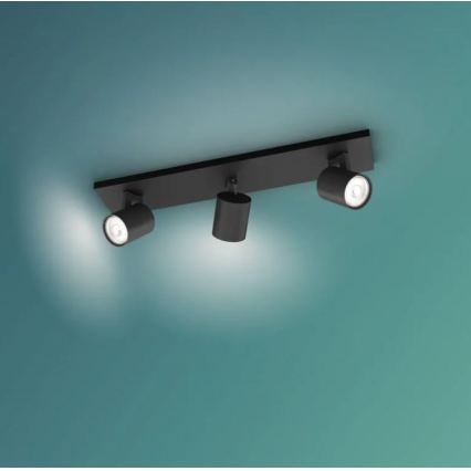 Philips - Ρυθμιζόμενο LED RGBW σημειακό φωτιστικό RUNNER 3xGU10/6,5W/230V 2700-6500K μαύρο