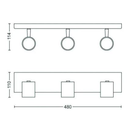 Philips - Ρυθμιζόμενο LED RGBW σημειακό φωτιστικό RUNNER 3xGU10/6,5W/230V 2700-6500K μαύρο