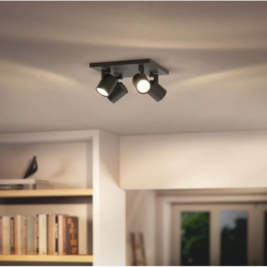 Philips - LED RGBW ρυθμιζόμενο σποτ φωτιστικό RUNNER 4xGU10/6,5W/230V 2700-6500K μαύρο