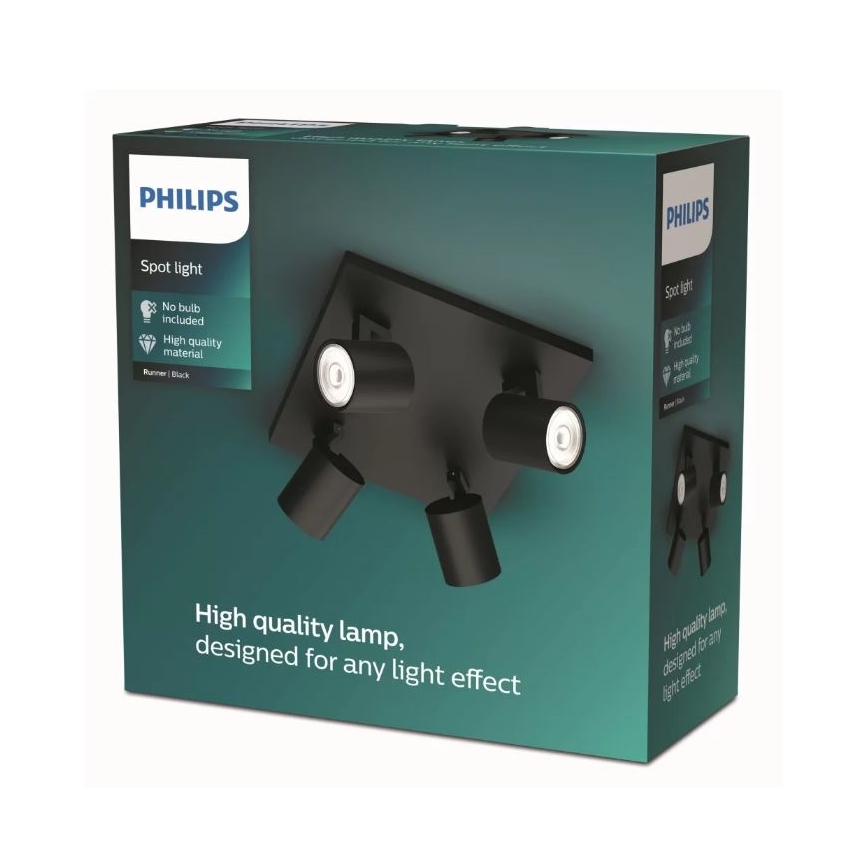 Philips - LED RGBW ρυθμιζόμενο σποτ φωτιστικό RUNNER 4xGU10/6,5W/230V 2700-6500K μαύρο