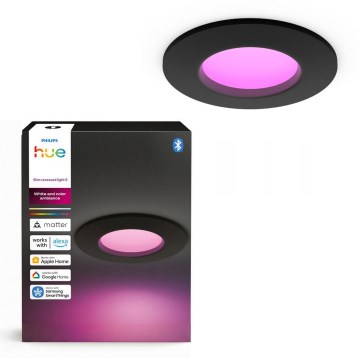 Philips - LED RGBW Ρυθμιζόμενο εντοιχισμένο φωτιστικό οροφής για μπάνιο Hue SLIM LED/8,3W/230V 1000-20000K μαύρο P44