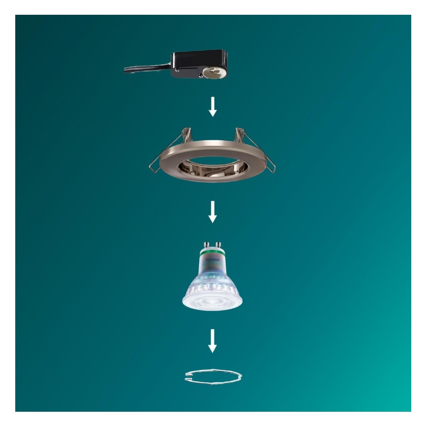 Philips - LED RGBW χωνευτό φωτιστικό οροφής PERIDOT, ντιμαριζόμενο, 1xGU10/6,5W/230V 2700-6500K ασημί