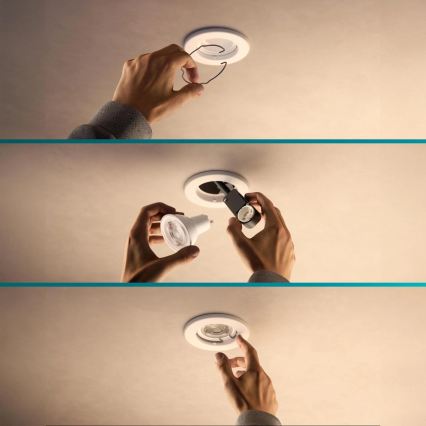 Philips - LED RGBW ρυθμιζόμενο εντοιχισμένο φωτιστικό οροφής PERIDOT 1xGU10/6W/230V λευκό + τηλεχειριστήριο