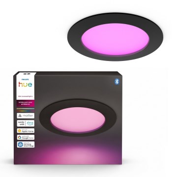 Philips - LED RGBW Ρυθμιζόμενο χωνευτό φωτιστικό μπάνιου Hue SLIM LED/12W/230V 1000-20000K μαύρο IP44