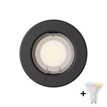 Philips - LED RGBW ρυθμιζόμενο χωνευτό φωτιστικό οροφής PERIDOT 1xGU10/6,5W/230V 2700-6500K μαύρο