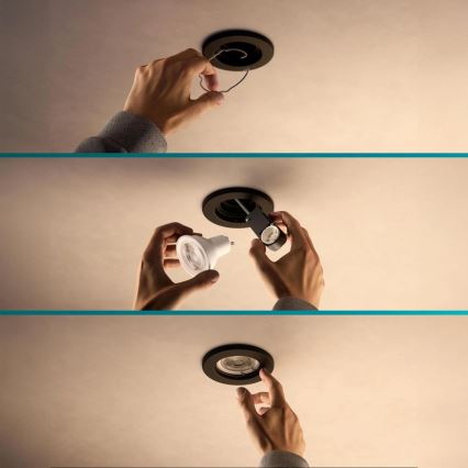 Philips - LED RGBW ρυθμιζόμενο εντοιχισμένο φωτιστικό PERIDOT 1xGU10/6W/230V μαύρο + τηλεχειριστήριο