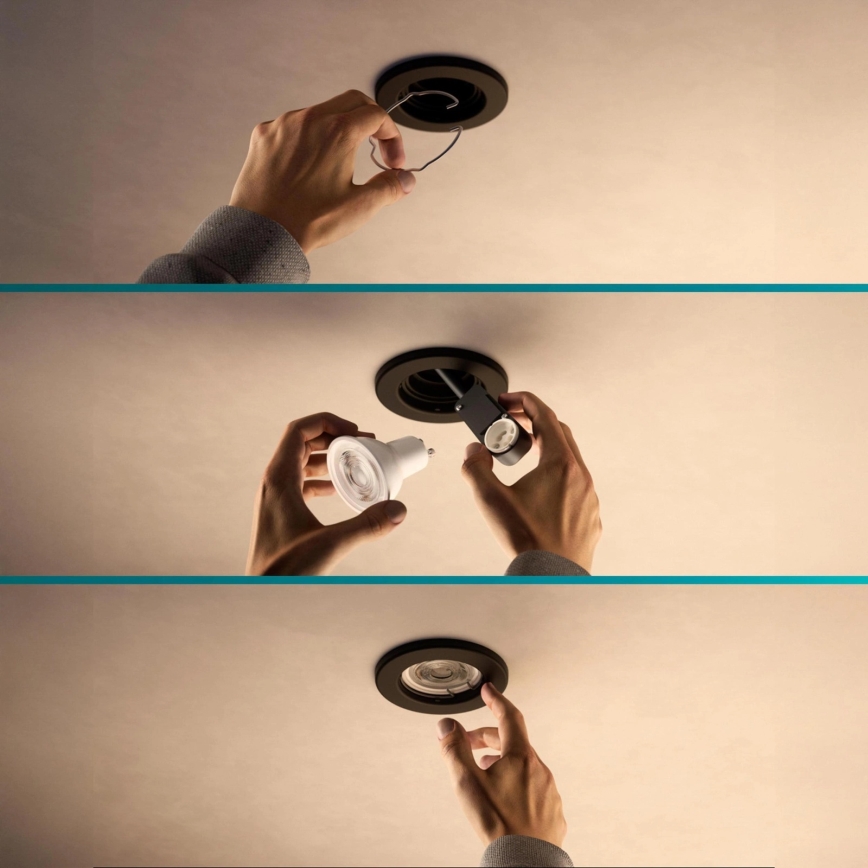 Philips - LED RGBW ρυθμιζόμενο εντοιχισμένο φωτιστικό PERIDOT 1xGU10/6W/230V μαύρο + τηλεχειριστήριο