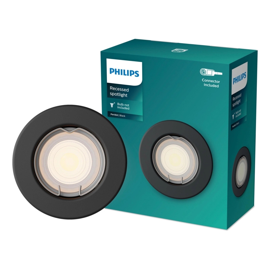 Philips - LED RGBW ρυθμιζόμενο εντοιχισμένο φωτιστικό PERIDOT 1xGU10/6W/230V μαύρο + τηλεχειριστήριο