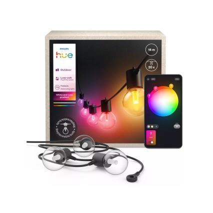 Philips - LED RGBW Ρυθμιζόμενη εξωτερική γιρλάντα Hue FESTAVIA 20xLED 14m IP65