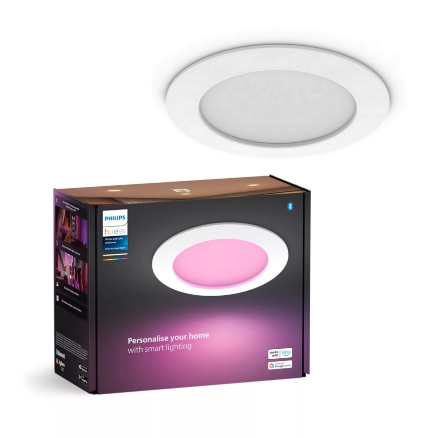 Philips - LED RGBW Χωνευτό φωτιστικό οροφής μπάνιου dimmimg Hue SLIM LED/12W/230V IP44 2200-6500K