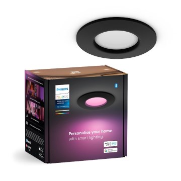 Philips - LED RGBW Χωνευτό φωτιστικό οροφής μπάνιου dimmimg Hue SLIM LED/8,3W/230V 2000-6500K IP44 μαύρο