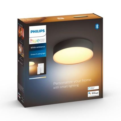 Philips - LED Dimmable φωτιστικό οροφής Hue LED/9,6W/230V 2200-6500K διάμετρος 261 mm μαύρο + τηλεχειριστήριο