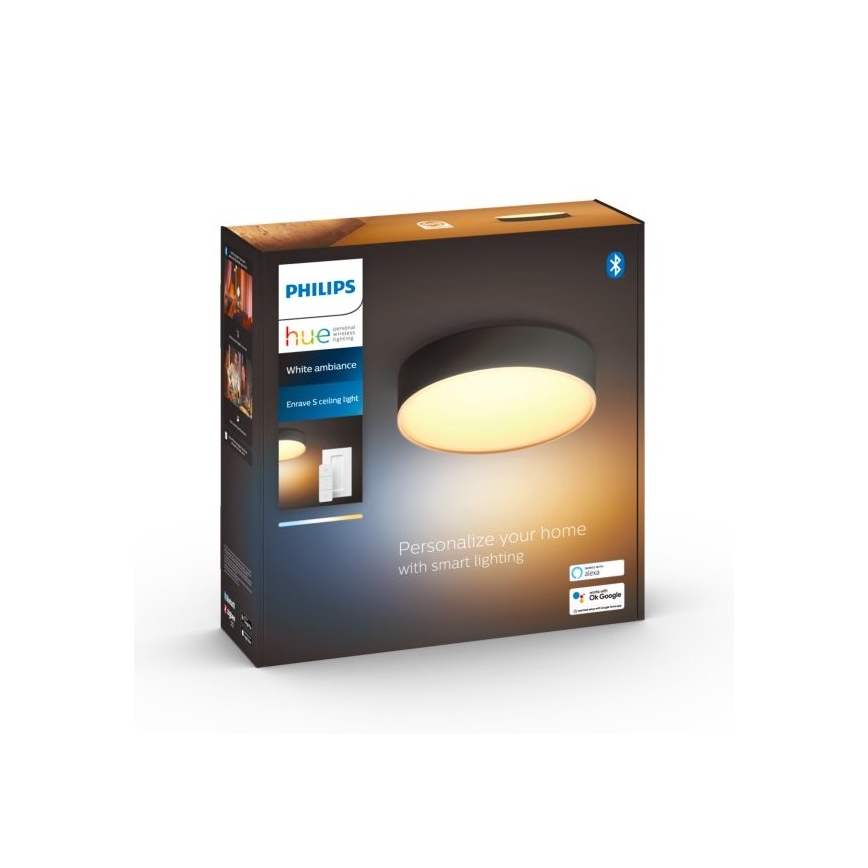 Philips - LED Dimmable φωτιστικό οροφής Hue LED/9,6W/230V 2200-6500K διάμετρος 261 mm μαύρο + τηλεχειριστήριο