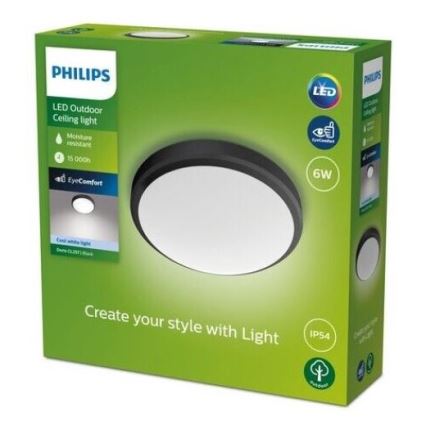 Philips - LED Φωτιστικό οροφής μπάνιου LED/6W/230V 4000K IP54 μαύρο