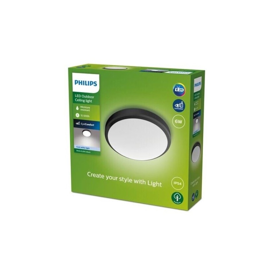 Philips - LED Φωτιστικό οροφής μπάνιου LED/6W/230V 4000K IP54 μαύρο