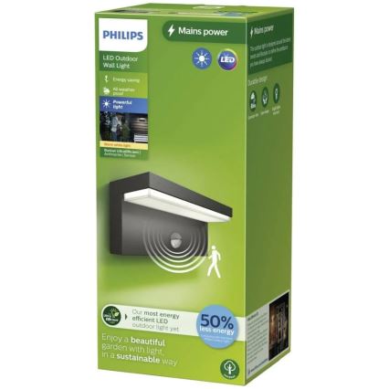 Philips - LED Φωτιστικό τοίχου εξωτερικού χώρου με αισθητήρα BUSTAN LED/3,8W/230V 2700K IP44