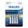 Philips LR03E4B/10 - Σετ 4 τεμαχίων αλκαλικών μπαταριών AAA ULTRA ALKALINE 1,5V 1250mAh