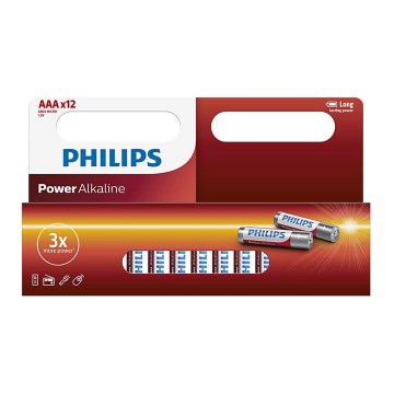 Philips LR03P12W/10 - 12 τμχ Αλκαλική μπαταρία AAA POWER ALKALINE 1,5V 1150mAh